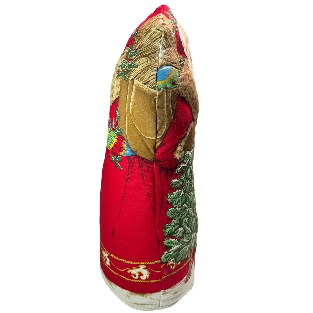 Father Christmas Stuffed Standing Fabric Santa Doll Holiday Decor 19in Red